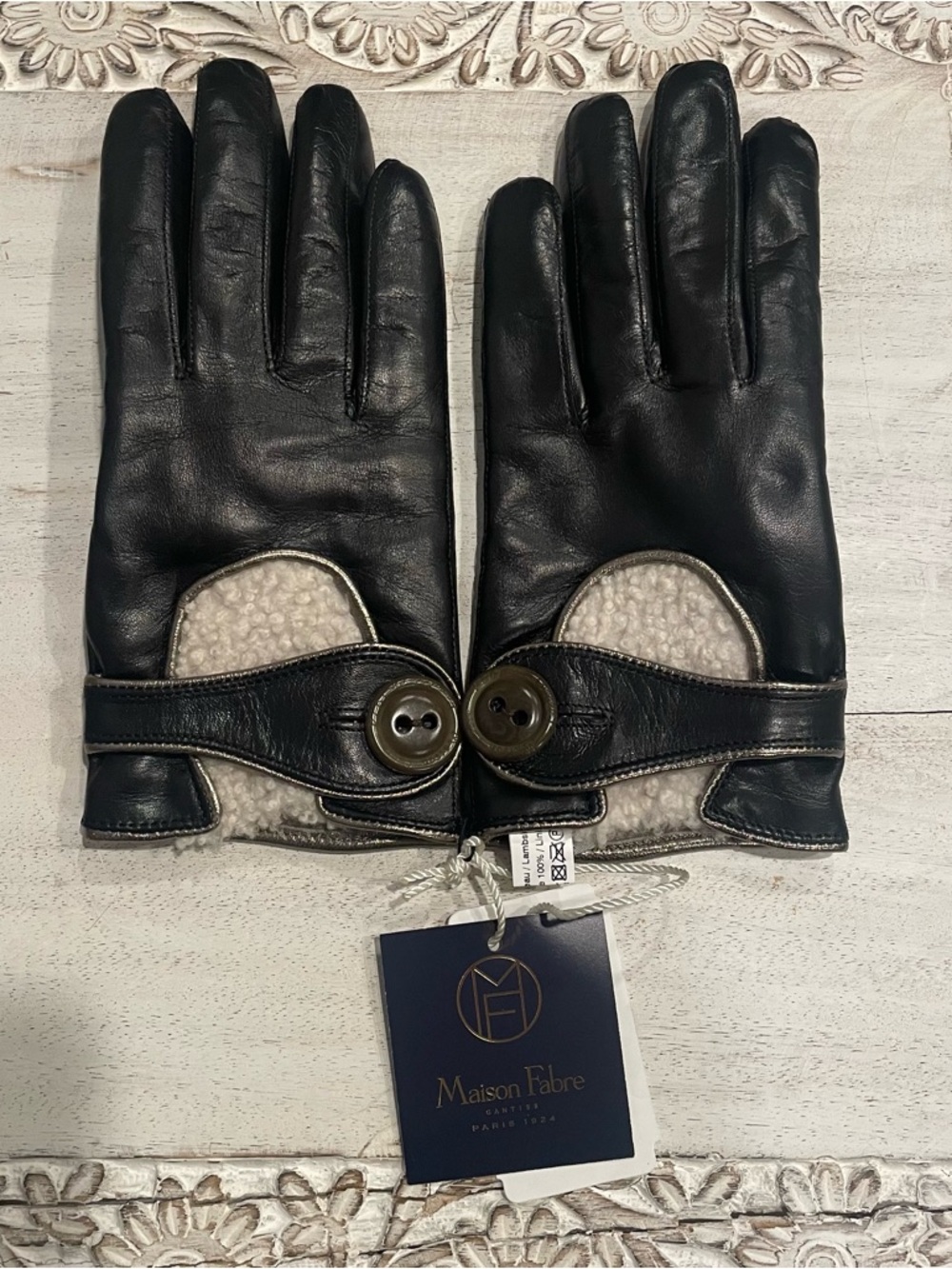 Maiaon Fabre Auto Mouton cashmere lined gloves size 7.5